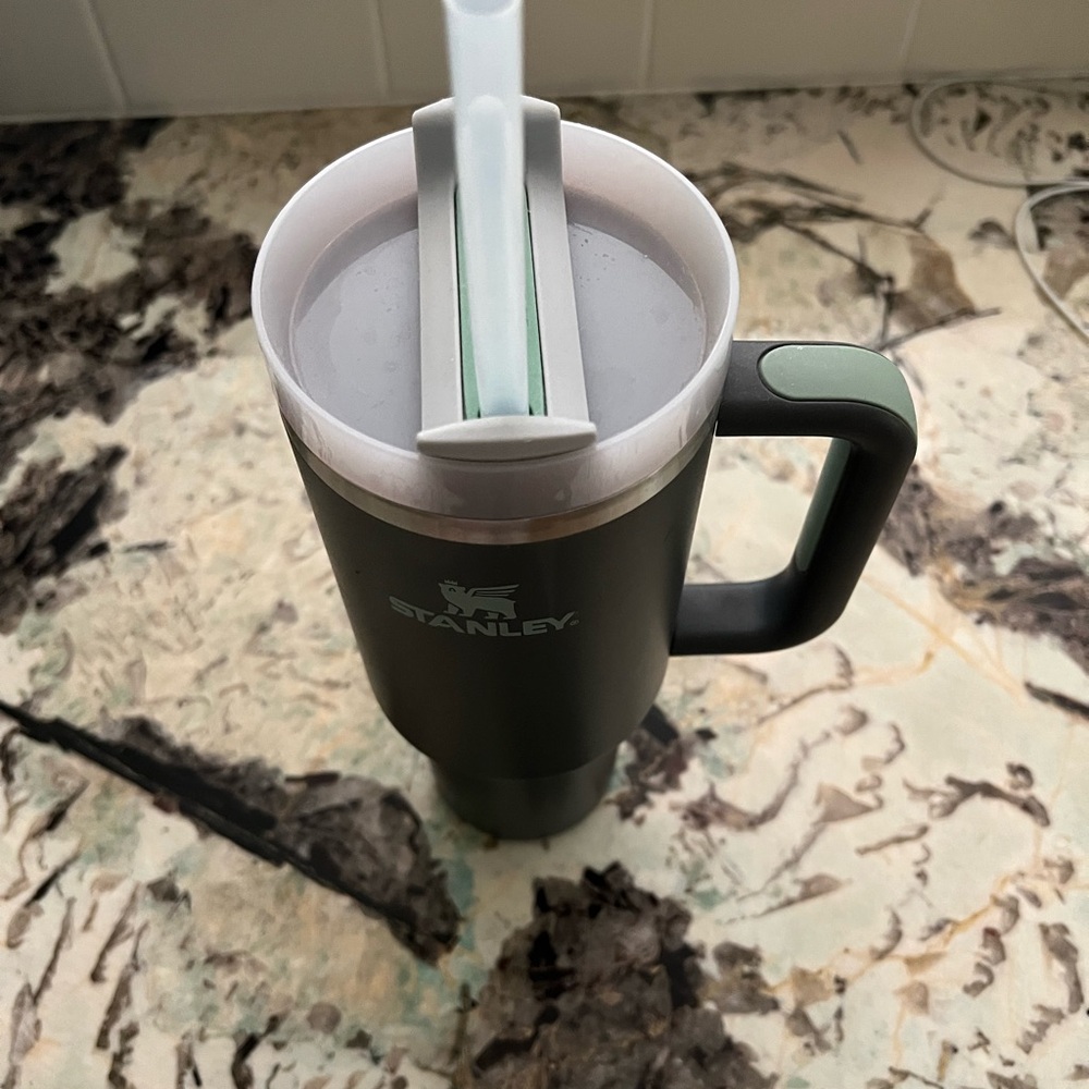 Stanley Matte grey and teal Travel Mug with Handle